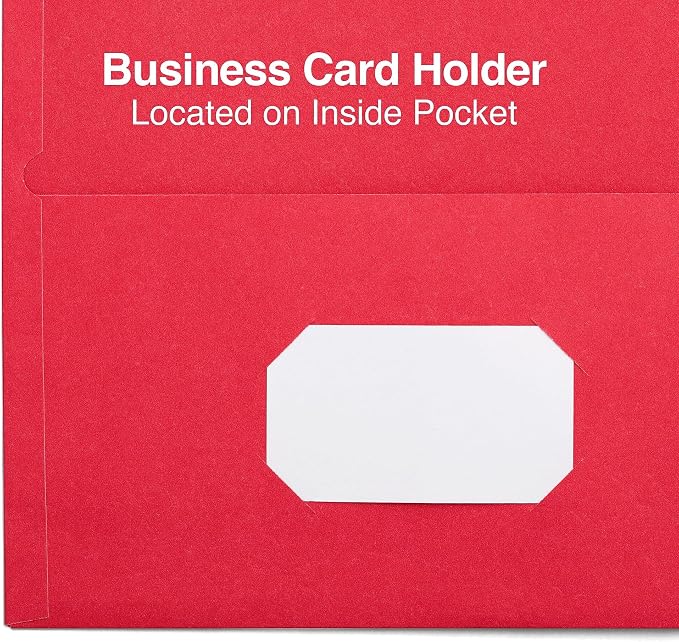 Staples 10% Recycled Smooth 2‑Pocket Paper Presentation Folders with Fasteners, Letter Size Project Folders for Office & School, Red, 10‑Pack
