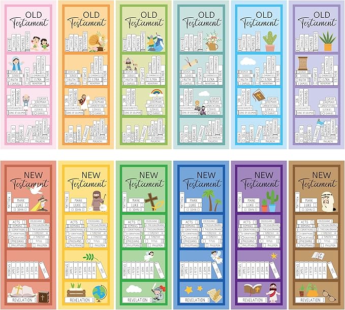 Haooryx Bible Reading Tracker Bookmarks - 120Pcs Old and New Testament Tracker Christian Religious Paper Bookmark Books of The Bible Book Mark for Book Lovers Sunday School Student Reward Church Gifts