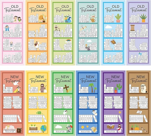 Haooryx Bible Reading Tracker Bookmarks - 120Pcs Old and New Testament Tracker Christian Religious Paper Bookmark Books of The Bible Book Mark for Book Lovers Sunday School Student Reward Church Gifts