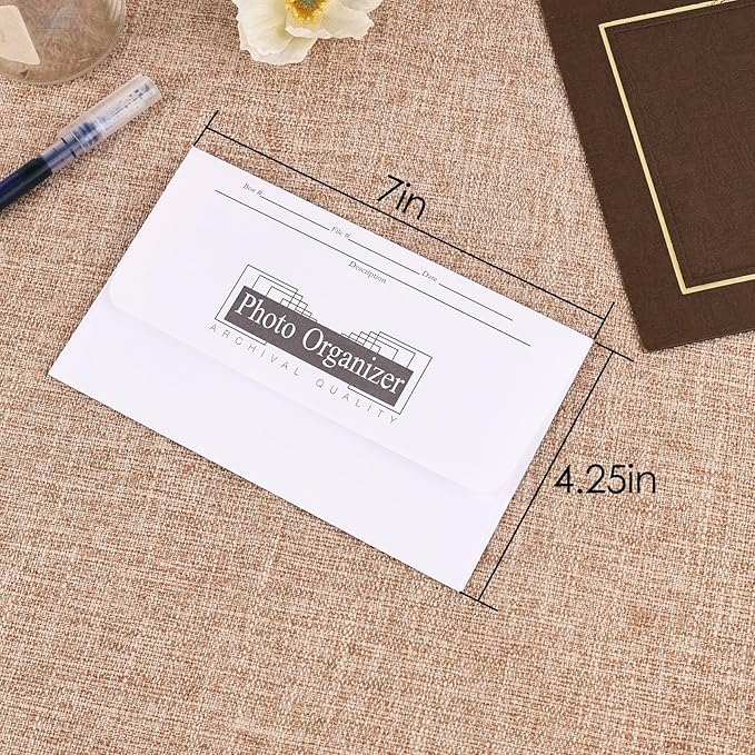 Lineco, Photo File Envelopes 4X6 Inch, Acid-Free Picture Organizer, White Archival Photograph Collection for Postcards, Greeting Cards (25/Pack, 2 Packs)