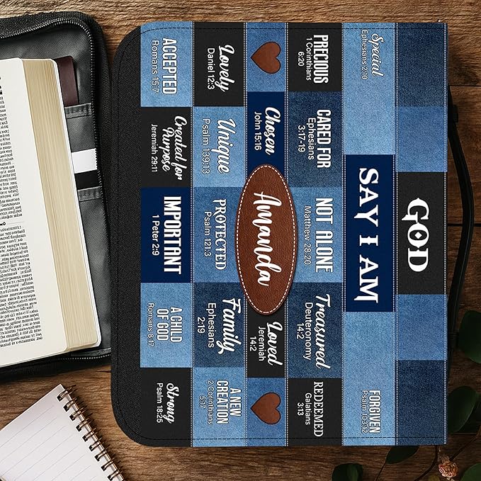 Personalized Bible Cover for Men, Christian Bible Case PU Leather, Jeus Bags Religious Appreciation Gifts for Women Girls Daughter Christian with Handle Zipper (BIBLE-09, M-2XL)