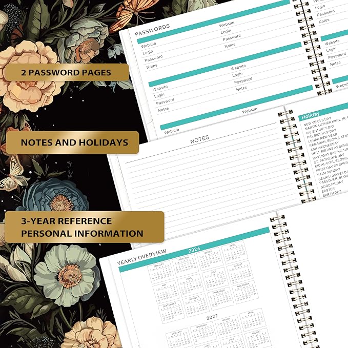 Pinchoco Monthly Planner 2026-2027, Jul 2026 - Dec 2027 Planner, 18 Month Calendar with Tabs, Perforated Page, and Back Pocket, 8.5" x 11", Planner 2026-2027 for Home School Office