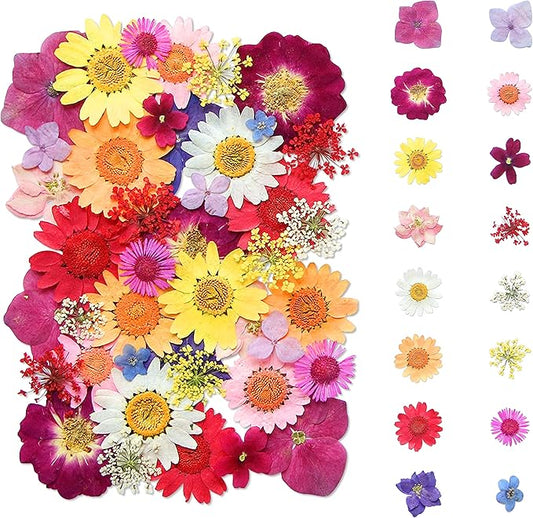 Dried Flowers, Kaluofan 45PCS Real Pressed Flowers, Dried Flowers for Resin Crafts, for Bookmark Resin Scrapbooking Jewelry Crafts Making, Candle and Nails Decoration