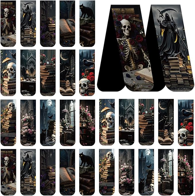 Dark Academia Magnetic Bookmarks, 30 Pcs Gothic Magnet Bookmark Clips, Witchy Novelty Book Mark for Reading Women Men, Dark Romance Merch Gifts Office School Supplies
