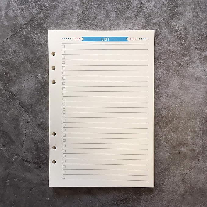 Zelten Refills/Loose Leaves for A5 Cover Ring Binder/Personal Organizer/Planner(A5 6 Holes, To Do List Blue)