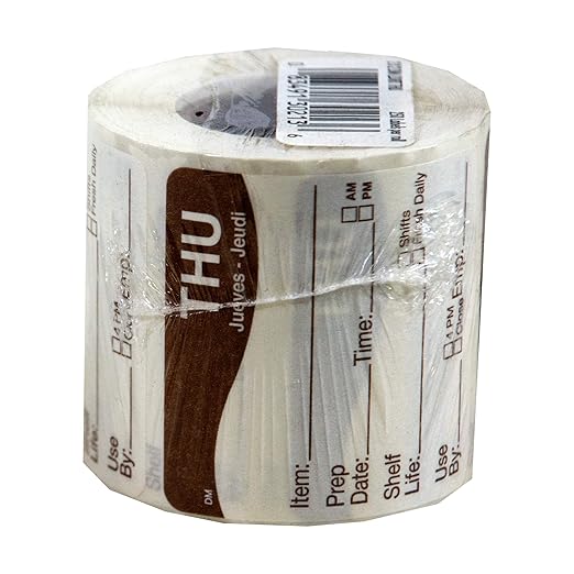 DayMark Safety Systems DissolveMark IT112213-4-THU Day of The Week 2" x 2" Label, THU, Brown, Roll of 250
