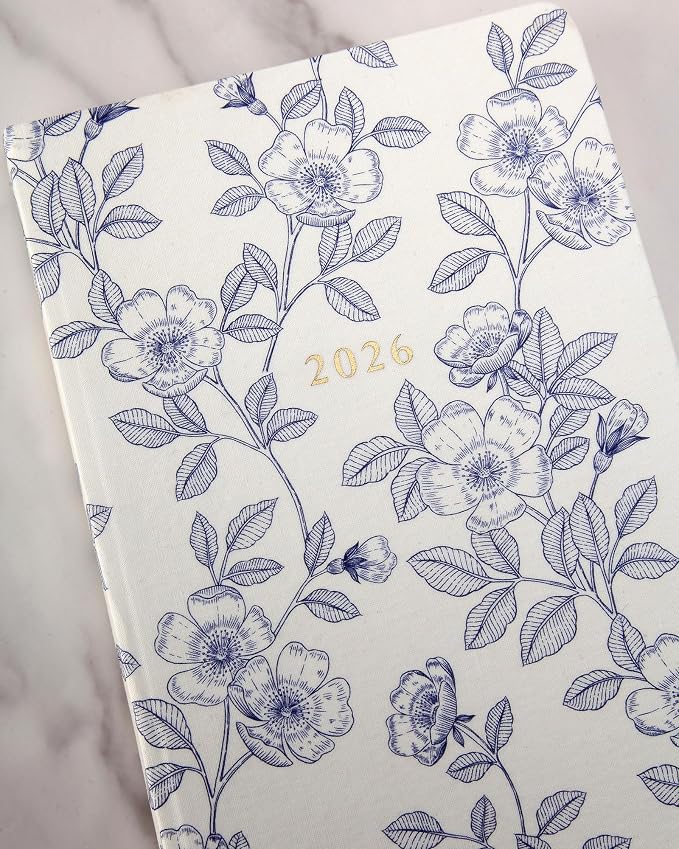 WORLD TRAVELER 2026 Planner - 6x8 Inch Weekly and Monthly Calendar Planner Agenda Book with Bookmark & Ribbon for School and Office, Size 6X8, Blue & Navy