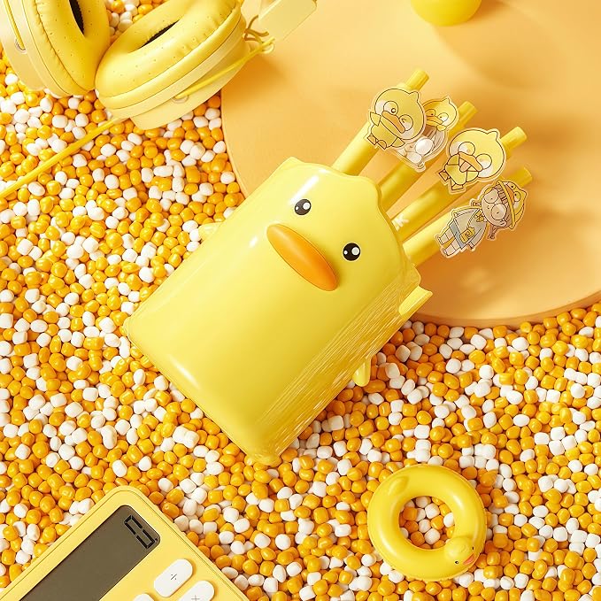 Adorable Cartoons Pencil Holders - Multifunctional Desktop Organizers (2 Pcs Duck)
