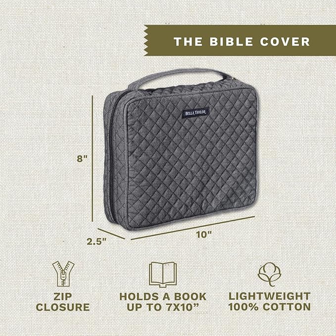 Bella Taylor Quilted Bible Cover for Women - Large Study Bible Case - Midnight Denim