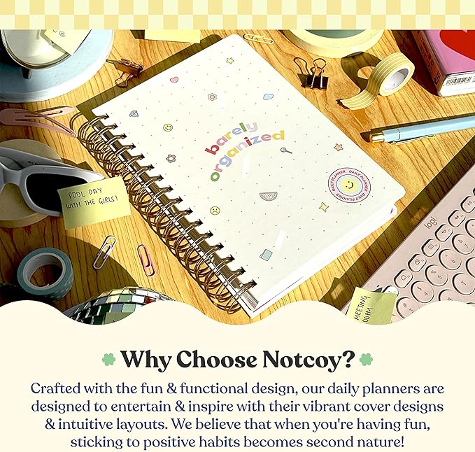 Daily Planner Organizer Notebook - To Do List 6-Month Undated Daily Planner with 180 Daily & 26 Weekly Pages - Aesthetic Checklist Notebook Planner for Passion, Goal & Work - Notcoy Midnight Breakfast