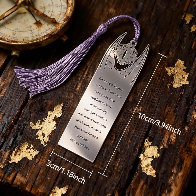 Lord of Rings Themed Metal Bookmark with Tassel for Men & Women,Stainless Steel Book Marker Gift for Fantasy Book Lovers-Eye of Sauron