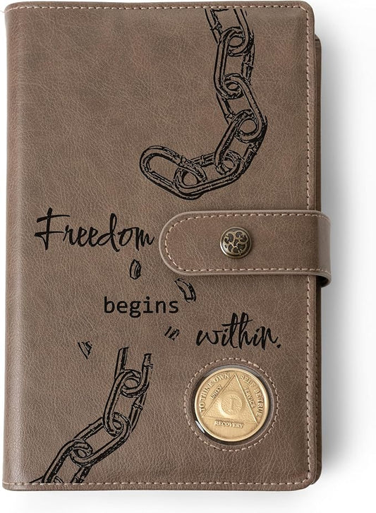 Custom Design AA Big Book & 12 Steps and 12 Traditions Book Set Cover, Alcoholics Anonymous Gifts, Fits 2 Hardcover AA Books, AA Coin Holder