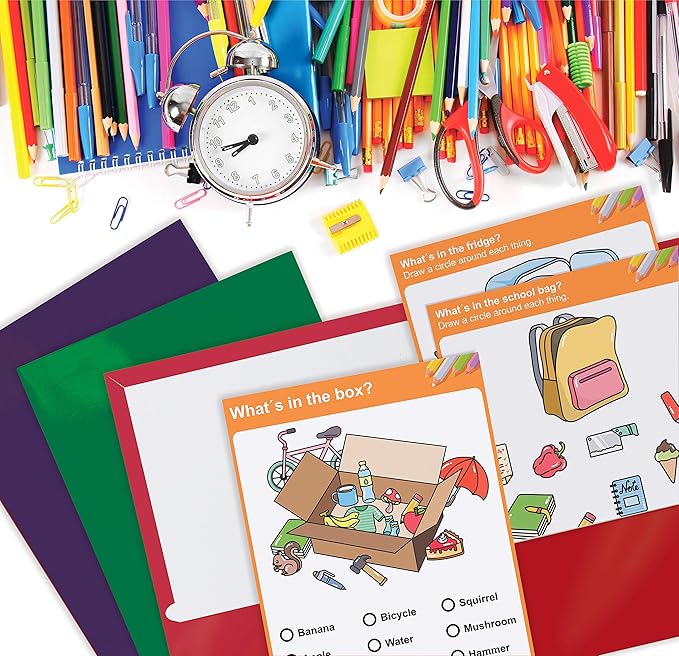 Better Office Products 2 Pocket Glossy Laminated Paper Folders, Assorted Colors, Letter Size, Paper Portfolios Box of 25 Assorted Color Folders (no prongs)