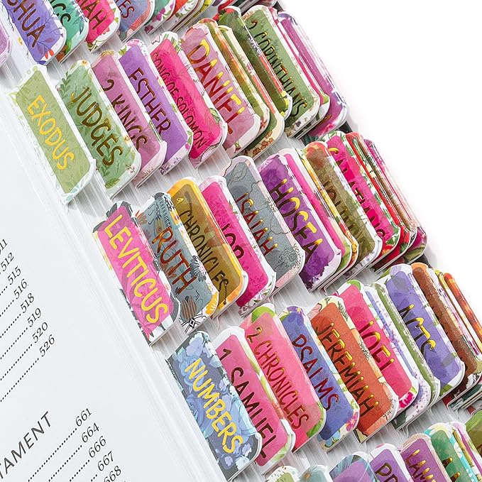Mr. Pen- Laminated Bible Tabs, 75 pcs, Gold Foil Embossed Lettering, Tear Resistant Index Tabs for Women and Men, Large Print Bible Index Tabs, Bible Book Tabs, Mr. Pen Bible Tabs