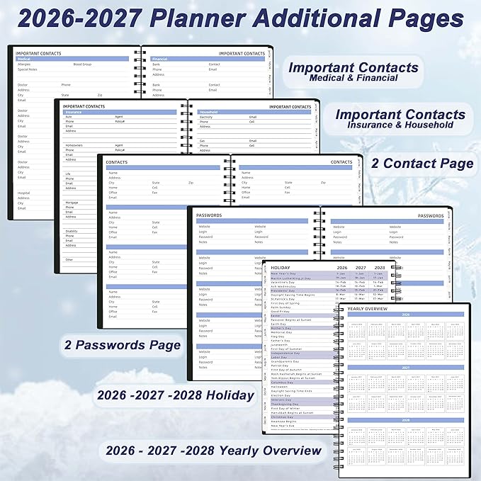 2026-2027 Monthly Planner (7.6'' x 9.6''), from Jan 2026-Jun 2027, 18 Months Calendar 2026 Planner, Agenda Book with Tabs & Pocket, Black
