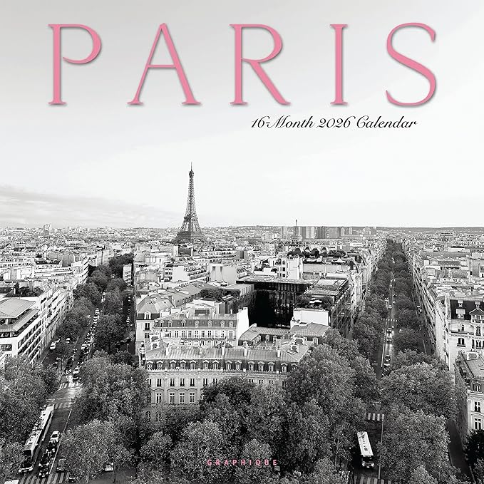 Graphique 2026 Paris Wall Calendar | 12” x 12” | Thick Paper | Home & Office Organizer | Large Monthly Grid | 3 Languages & Marked Holidays | 4 Month Preview Page for 2027