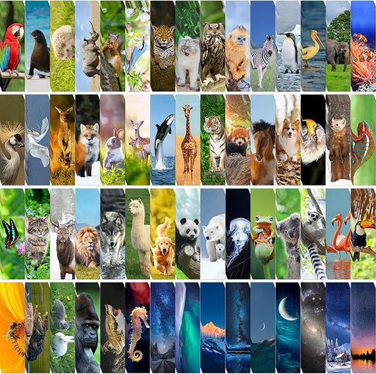 300PCS Animal Bulk Bookmarks for Kids Classroom 60 Designs Cool Wildlife Bookmark Cute Book Mark Double Sided Bookmark for Book Lovers Students Children Rewards Gifts