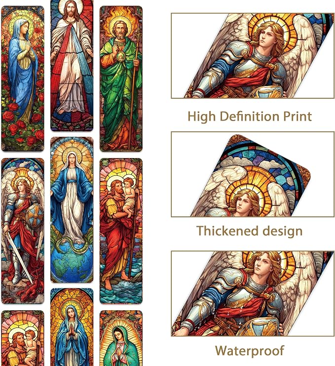 Catholic Virgin Mary Bookmarks, 48 Pcs Religious Saints Prayer Book Marks for Reading Women, Bulk Paper Page Marker Set with Jesus Saints Faith, Christian Gifts for Men Women Teens Church Supplies