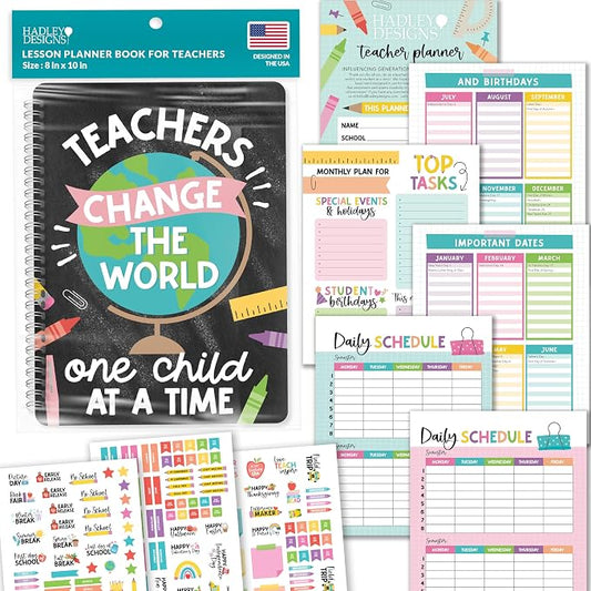 Hadley Designs Teacher Planner 2026-2027 Academic Year - Undated Teacher Lesson Planner Book for Teachers, Homeschool Planners 2026-2027, First Year Teachers Must Haves, Back to School Teaching Gifts