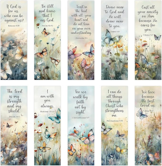 Christian Bookmarks, 100 Pcs Bible Verse Floral Butterfly Book Markers, Religious Scripture Bible Study Gifts for Reading Women Book Lovers