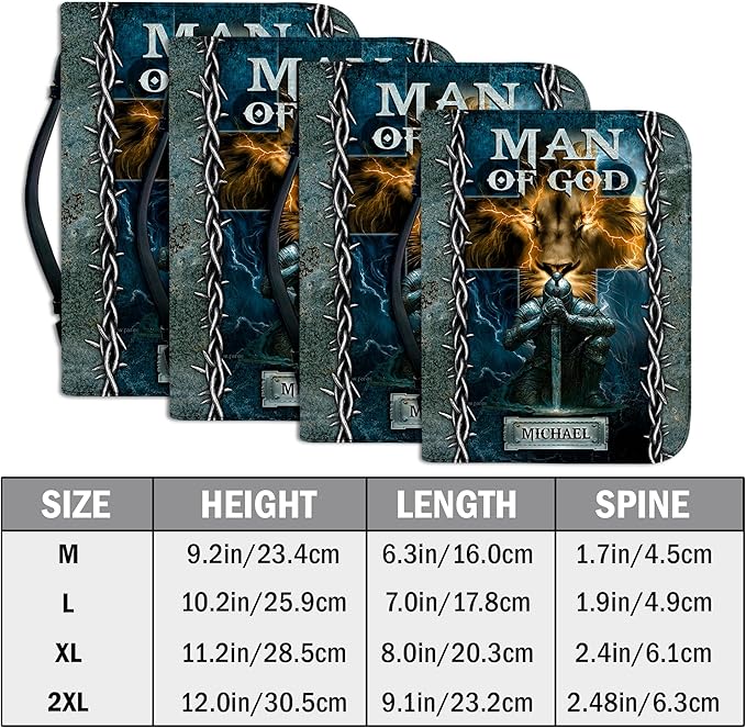 Personalized Bible Cover for Men, Christian Bible Case PU Leather, Jeus Bags Religious Appreciation Gifts for Women Girls Daughter Christian with Handle Zipper (BIBLE-03, M-2Xl)