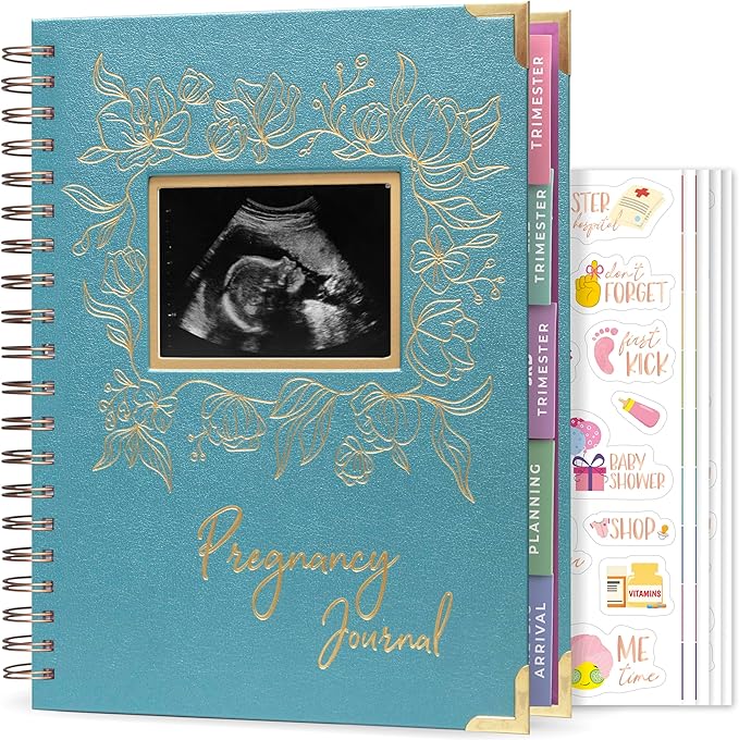 Clever Fox Pregnancy Journal & Memory Book - Pregnancy Planner & Notebook for Expecting Moms – Baby Keepsake, First Time Moms Gift (Aquamarine, 9" x 10.5" SonoFrame Edition)
