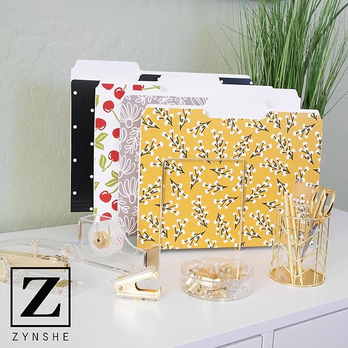 Cute File Folders, Set of 24 3-Tab Letter Size Decorative File Folders Boho Colored Manilla 8.5 x 11 Filing – Pretty Designer Home Office School Supplies (Mesmeric)