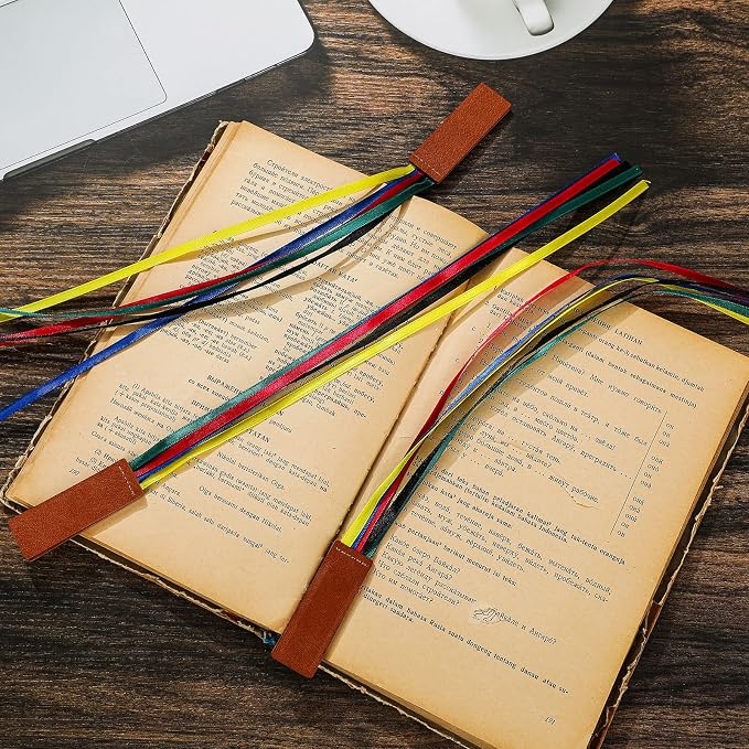 Jutom 3 Pcs Bible Ribbon Bookmark Magnetic Ribbon for Book Markers Bible Leather Bookmark with Ribbons Multi Page Marker Magnetic Hold Clips into Book for Books Teachers(Colorful)