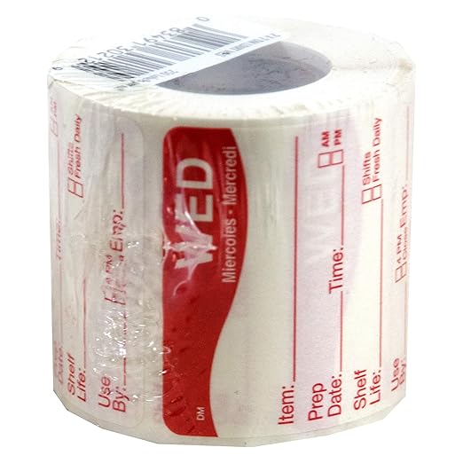 DayMark Safety Systems DissolveMark IT1122133 "WED" Day of The Week Label, 2" x 2", Red, Roll of 250
