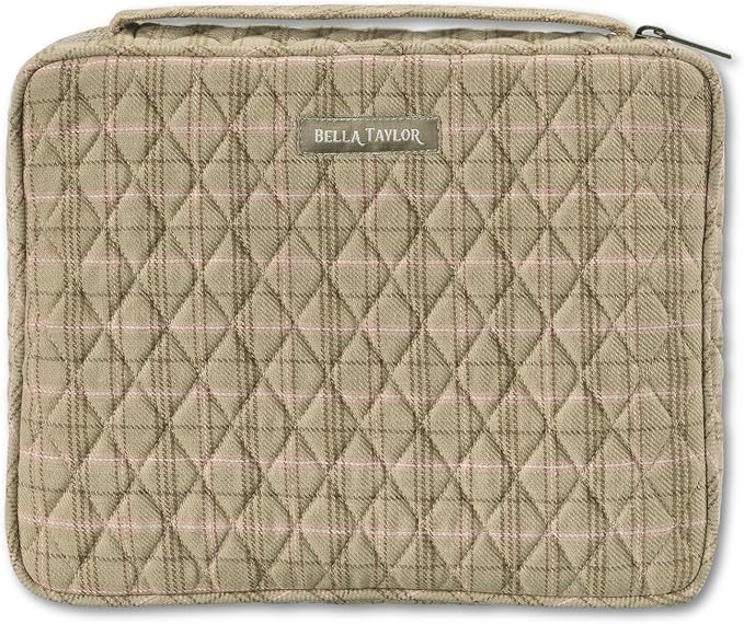 Bella Taylor Quilted Bible Cover for Women - Large Study Bible Case - Willow Plaid