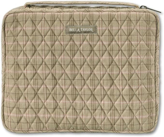 Bella Taylor Quilted Bible Cover for Women - Large Study Bible Case - Willow Plaid