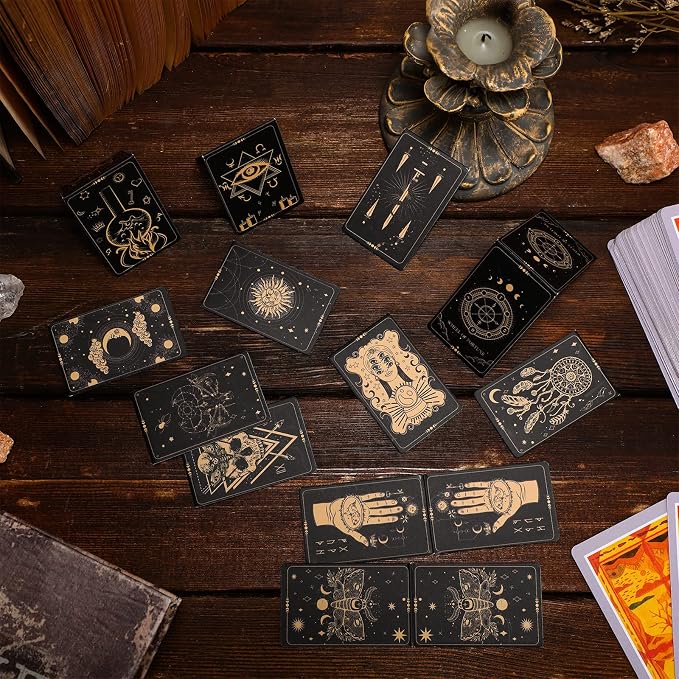 48 Pieces Tarot Magnetic Bookmarks Bulk Black Metal Aesthetic Page Markers Assorted Party Supplies Journal Paper Tarot Card Bookmarks for Women School Students Teachers Friend Club Christmas Gift