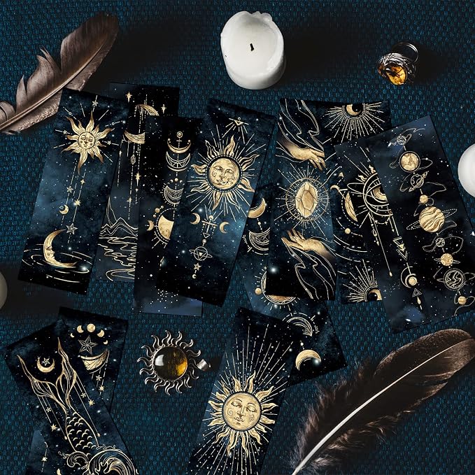 12 PCS Cool Night Sky Bookmark, Bookmarks for Book Lovers, Bulk Bookmarks for Men, Unique Book Mark for Boys, Girls, Students, Classroom Gifts, School Prize, Reading Present