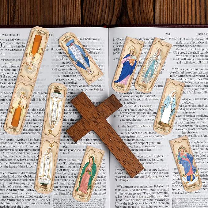 30PCS Magnetic Virgin Mary Bookmarks, Catholic Book Marks Featuring Our Lady of Guadalupe, Our Lady of Fatima, Religious Bible Page Markers Gifts for Women Men, Church Accessories