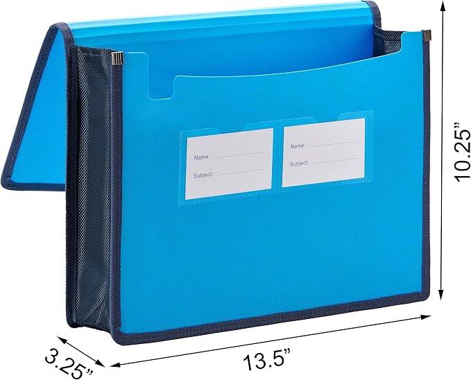 FANWU 3 Pack Plastic Expanding File Wallet Document Organizer with Elastic Cord & Button Closure, Letter Size, 3.5" Expansion, Poly A4 Expandable File Folder for School Office Home Organization