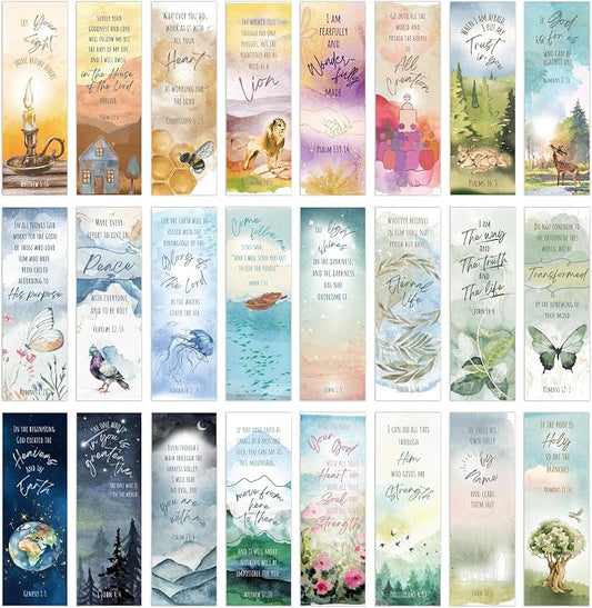 96 pcs Christian Bookmarks Bulk: Watercolor Scripture Bible Verse Book Mark, Inspirational Religious Book Markers for Women, Gifts for Bible Study Church Groups Classroom Sunday Shool Office Supplies