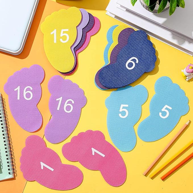 Outus 48 Pcs Carpet Feet Spots, Line up Sit Foot Spots for Classroom Floor, Carpet Markers for Teacher Supplies Classroom Rug, School Decoration(Multicolor)
