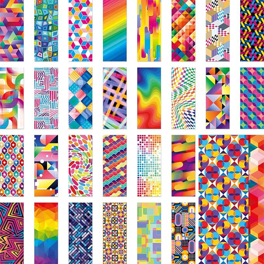 120 PCS Creative Optical Bookmarks, 30 Designs Double-Sided Printing Paper Bookmarks with PET Film, Bright-colored Page Markers for Kids, Students, Adults, Book Lovers, Stationery Supplies (2.4”x6.1”)