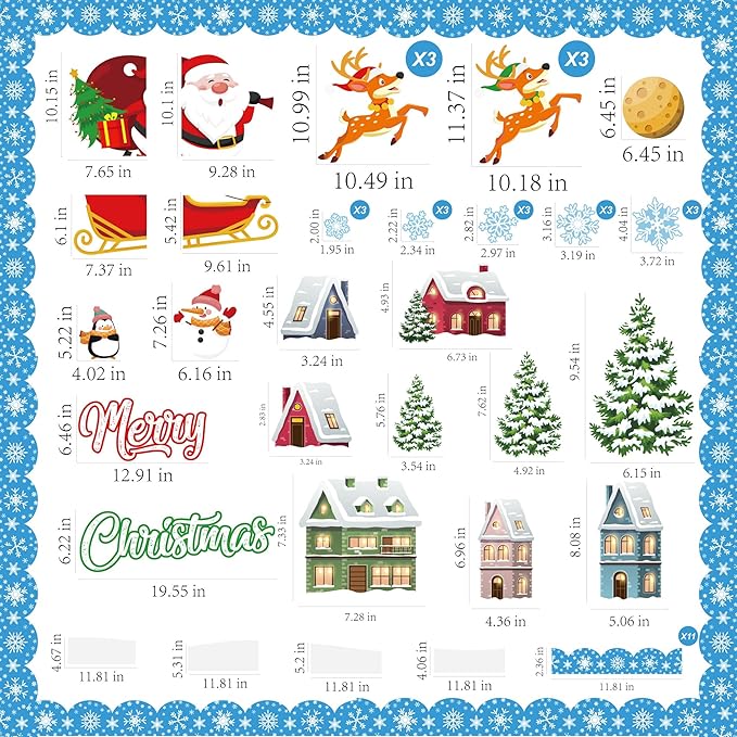 Pezutoi Christmas Bulletin Board Decoration Set Merry Christmas Santa Reindeer Xmas Elk Snowflakes for Winter Christmas Party Supplies School Chalkboard Wall Decor