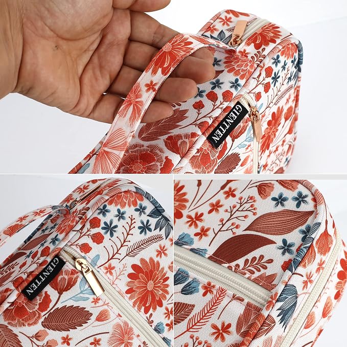 Bible Cover for Women with Flowers Printing, Study Case Covers for Bible,Bible Boooks Covers forWomen Bag (Grid Stitch Cotton, Floral)