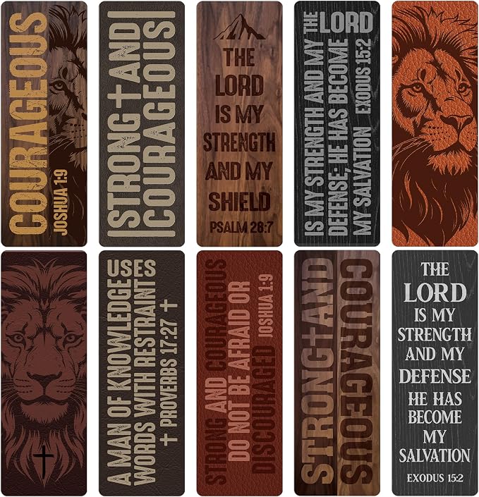 Christian Bookmarks for Men Bulk, 100 Pcs Bible Verse Lion Scripture Book Marks for Reading, Religious Paper Page Markers for Bible Study Church, Man of God Christian Gifts for Fathers Day Graduation
