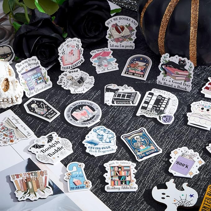 Nezyo 24 Pieces Magnetic Bookmarks Cute Magnet Page Markers Foldable Page Clip for Students Reading Stationery Supplies Office Presents (Dark Book)