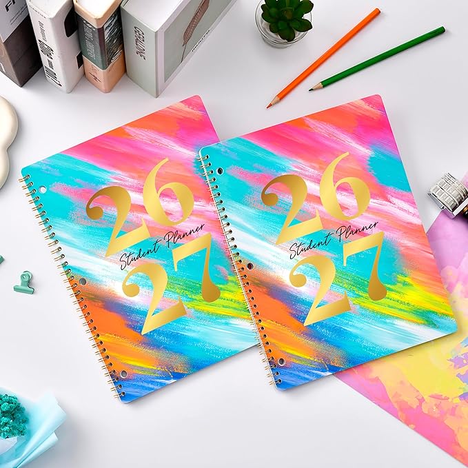 Student Planner 2026-2027 - School Planner, Aug. 2026 - Jun. 2027, 8.5" x 11", School Planner 26-27, 2026-2027 Academic Planner with 3-Hole Punched, Colourful Monthly Tabs & Stickers