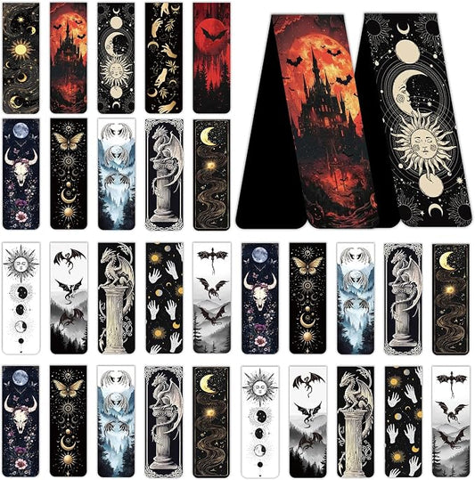 Gothic Romance Magnetic Bookmarks: 30 Pcs Witchy Dragon Moon Book Mark Clips, Fantasy Dark Academia Reading Accessories for Women Teens, Occult Gifts for Book Lovers