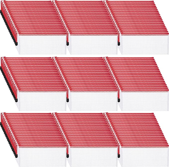 Zhehao 200 Pieces A6 Mesh Zipper Pouch Bulk Mesh Bags with Zipper Waterproof Small Pencil Pouches for School Office Supplies Organization 9.4 x 4.5 Inches (Red)