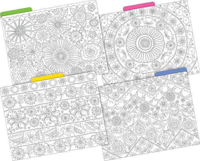 Barker Creek Color Me! in My Garden Designer File Folders on 14pt Stock, Pack of 12, Multi-Design, Adult Coloring Book Style, Letter Size, 1/3 Cut Tabs, 12 per Pack (2008)