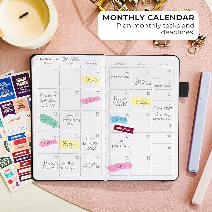 GoGirl Planner and Organizer for Women – Pocket Weekly Planner, Goals Journal & Agenda for Time Management & Productivity. Undated (Black)