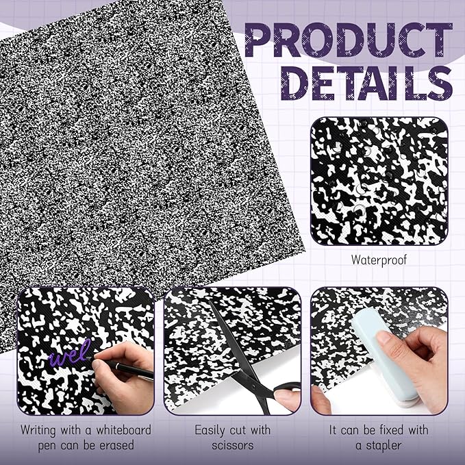 Hahafelt 1 Pack 47 x 108 Inch Fabric Bulletin Board Roll Waterproof Non Woven Classroom Background Decoration Resistant Bulletin Board for Back to School Wall Decor DIY Craft (Composition Notebook)