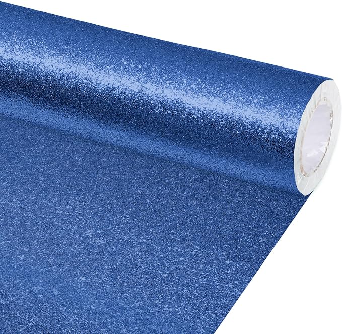 gisgfim 16" x20ft Glitter Bulletin Board Paper Roll Sparkle Color Bulletin Board Background Poster Paper Non Fading Gift Wrapping DIY Art Crafts for Office Classroom Decoration, Navy Blue