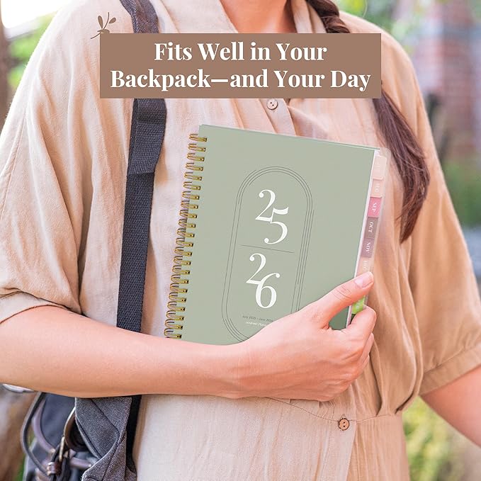 Rileys Academic Planner 2025-2026, Daily, Weekly & Monthly Planner, July 2025 - June 2026, Student Notes Pages, Twin-Wire Binding, Weekly Agenda for School & Work (8 x 6-Inches, Green)